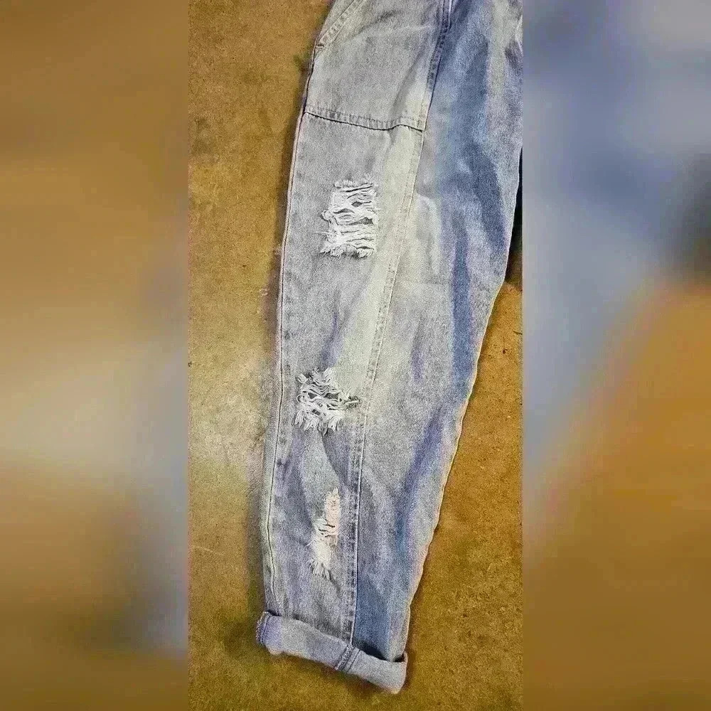 Easel High Rise Elastic Pocket Distressed Jeans Small - Picture 5 of 11